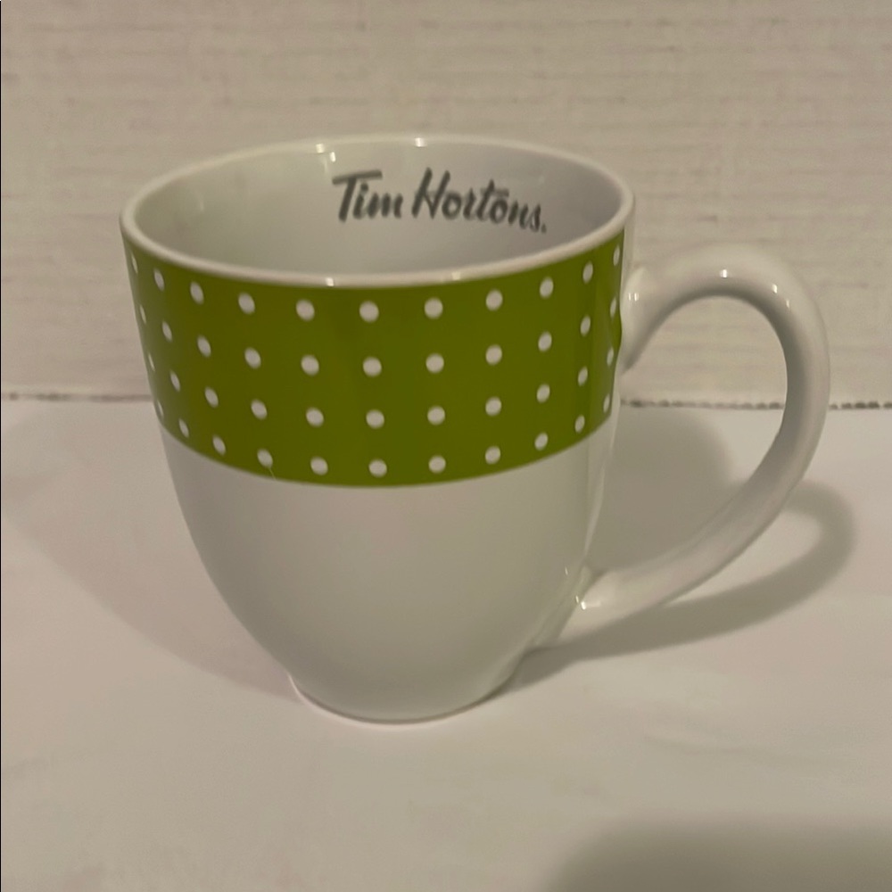 Tim Hortons Green Polka Dot Mug
